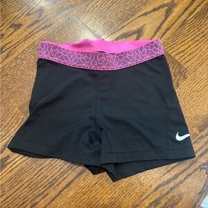 Nike Black and Pink Athletic Compression Shorts